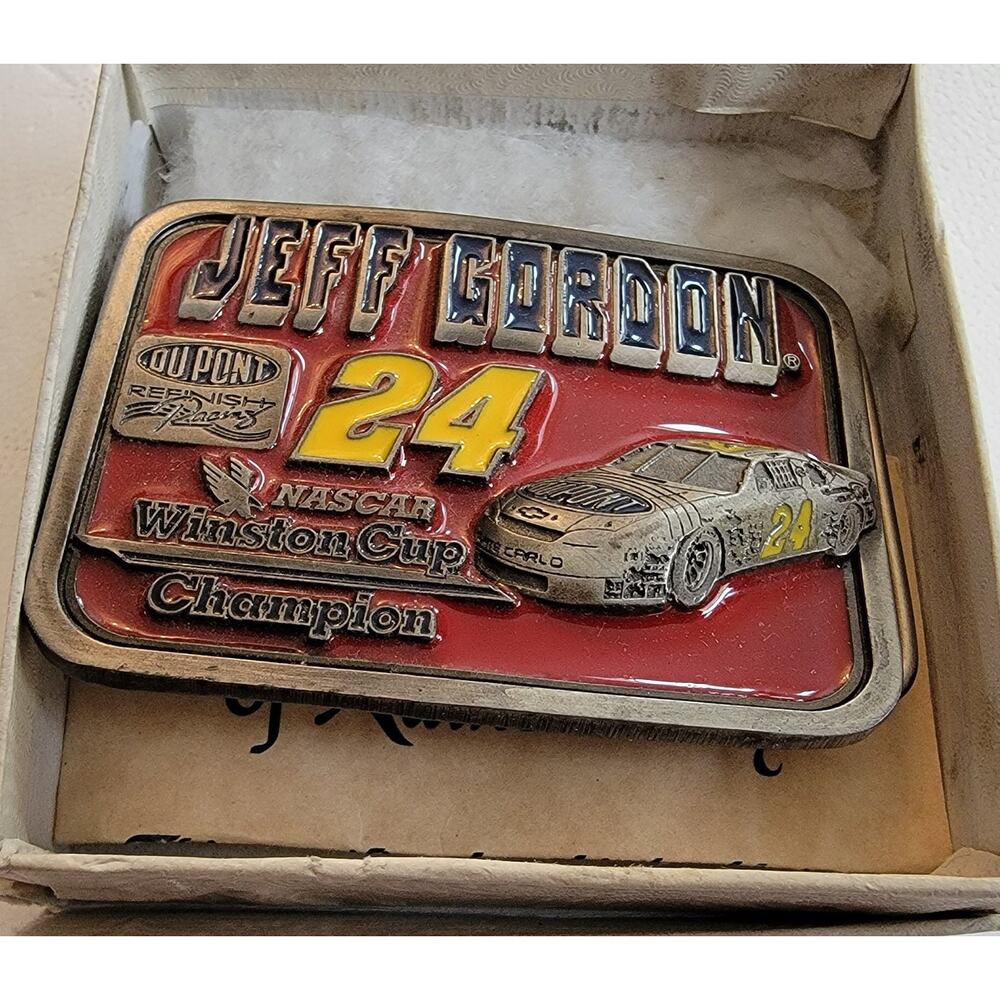 Vintage 1995 Jeff Gordon #24 NASCAR Winston Cup Champion Pewter Belt Buckle